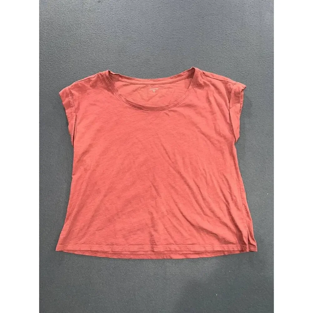 Garnet Hill organic pima cotton top Cropped Boxy Sweater Coral Medium A009257